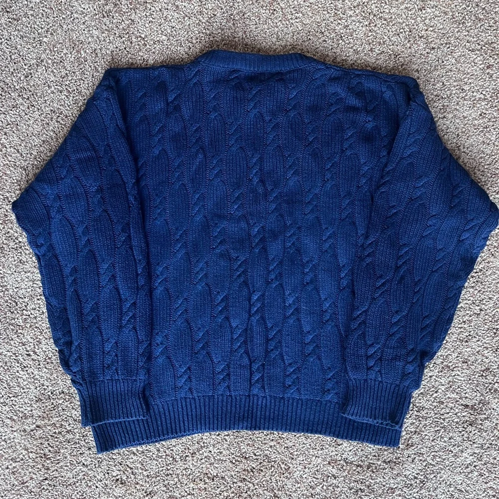 Vintage 80s Lord Jeff Cobalt Blue Cable Knit‎ Sweater